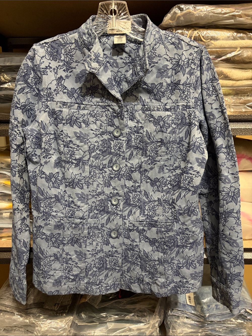 Rebecca Malone Blue Floral Print Blazer Jacket
